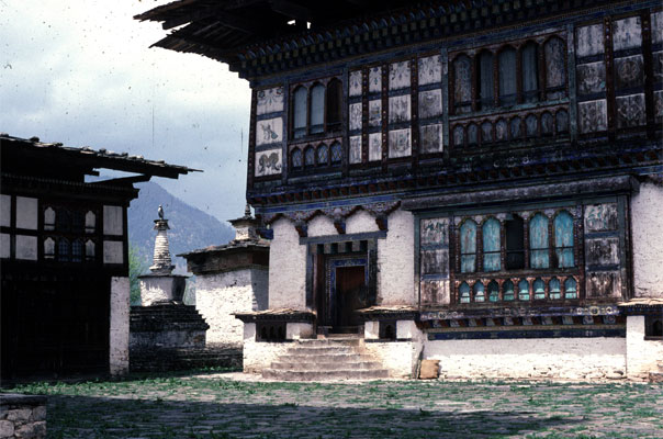 Front view of the main temple or tsug lhakang