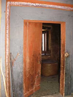 Looking through the door into the grain store