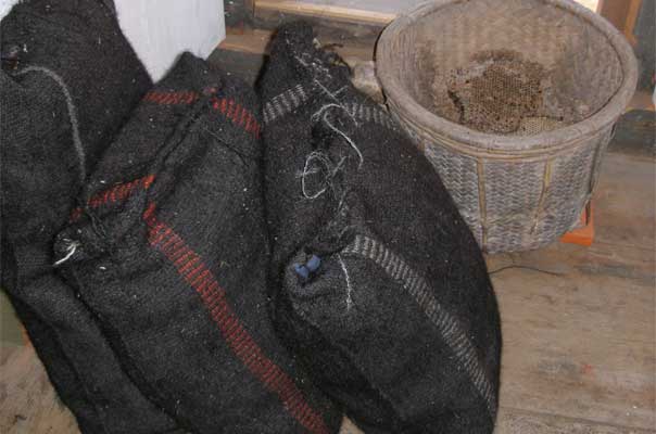 Yak hair bags used for carrying salt